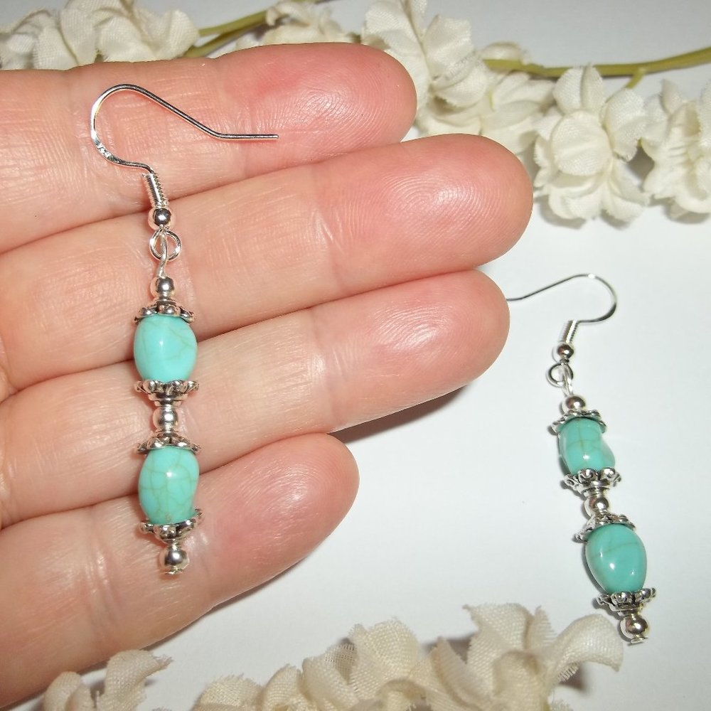 Earring, Earring, Earring, Earring Earrings Turquoise Blue Earring Set 4167 - Picture 6 of 10